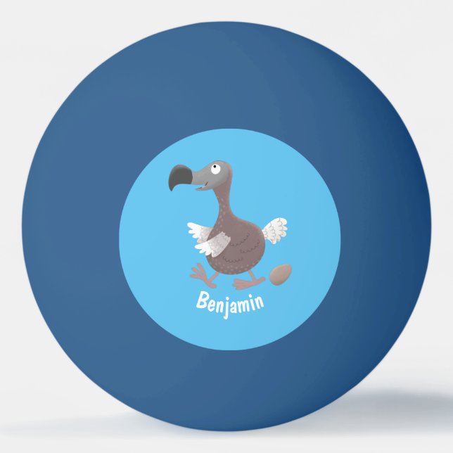 Funny dodo bird cartoon illustration ping pong ball (Front)