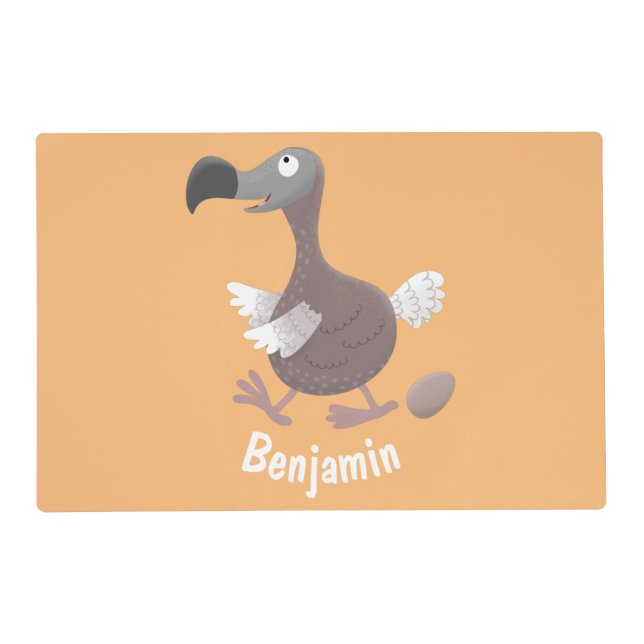 Funny dodo bird cartoon illustration placemat (Front)