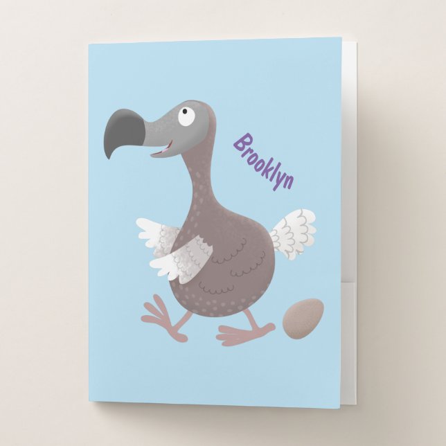 Funny dodo bird cartoon illustration pocket folder (Front)