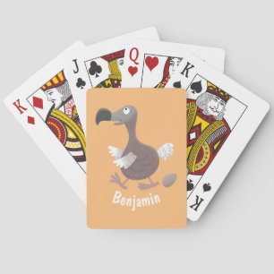 Funny dodo bird cartoon illustration poker cards