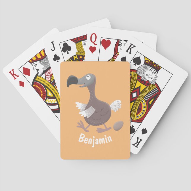 Funny dodo bird cartoon illustration poker cards (Back)
