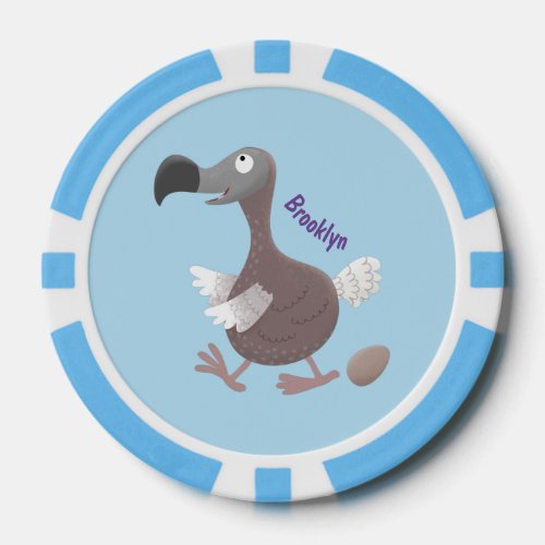 Funny dodo bird cartoon illustration poker chips