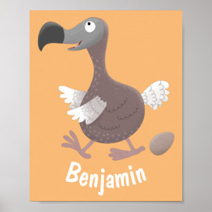 Funny dodo bird cartoon illustration poster