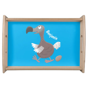 Funny dodo bird cartoon illustration serving tray