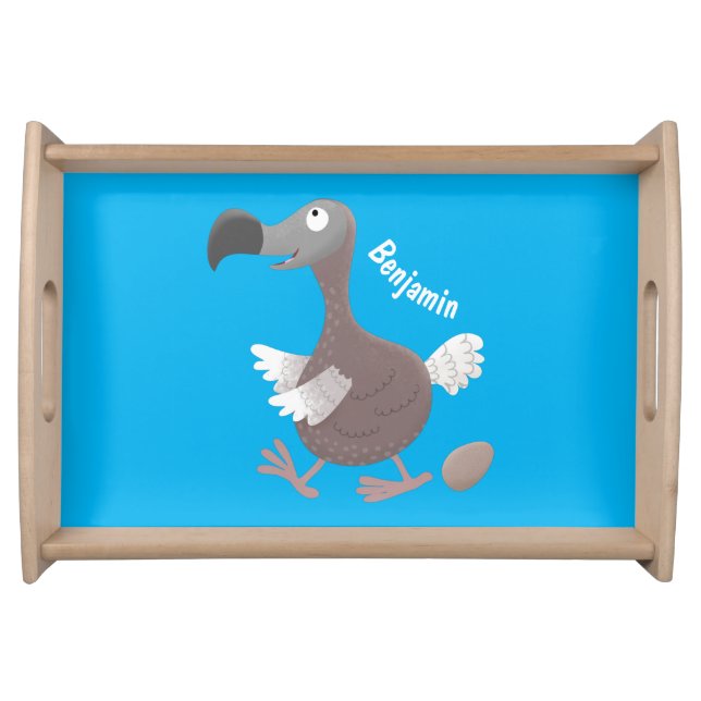 Funny dodo bird cartoon illustration serving tray (Front)