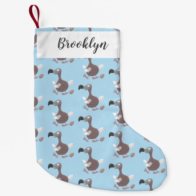 Funny dodo bird cartoon illustration small christmas stocking (Front)