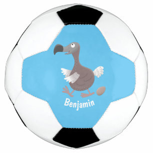 Funny dodo bird cartoon illustration soccer ball
