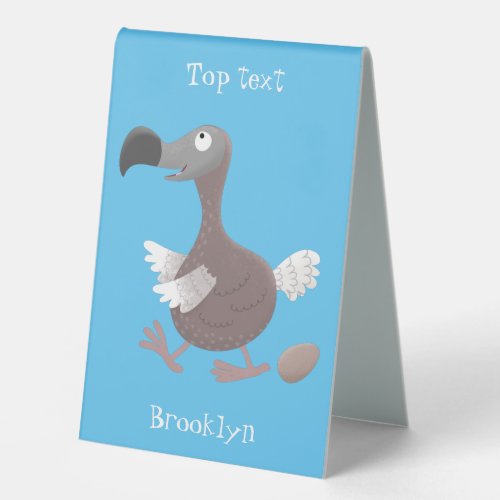 Funny dodo bird cartoon illustration table tent sign