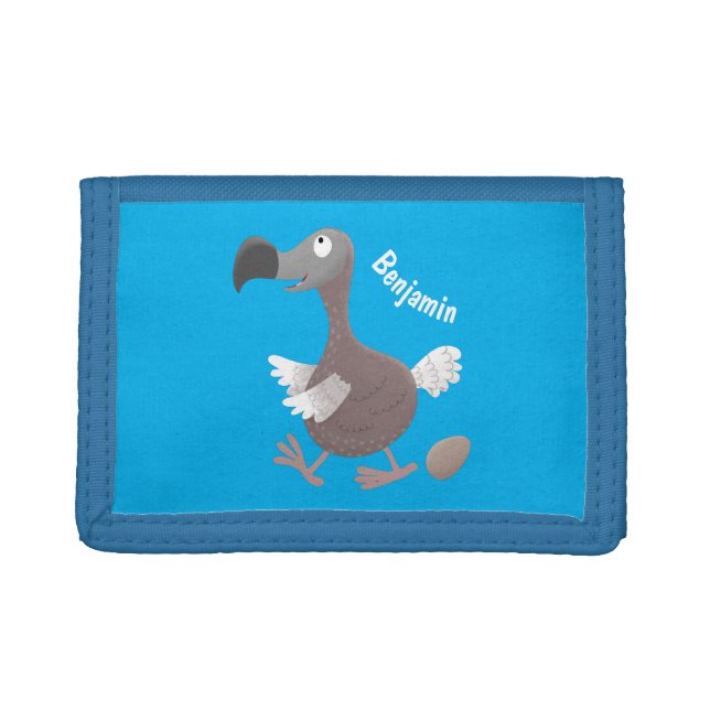 Funny dodo bird cartoon illustration trifold wallet (Front)