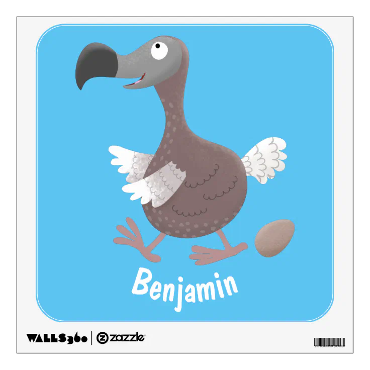 Funny dodo bird cartoon illustration wall decal | Zazzle