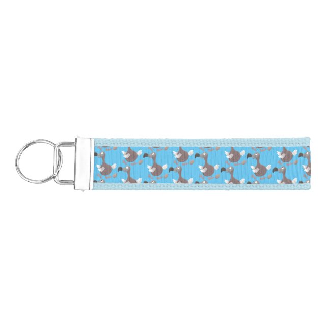 Funny dodo bird cartoon illustration wrist keychain (Keys on Left)