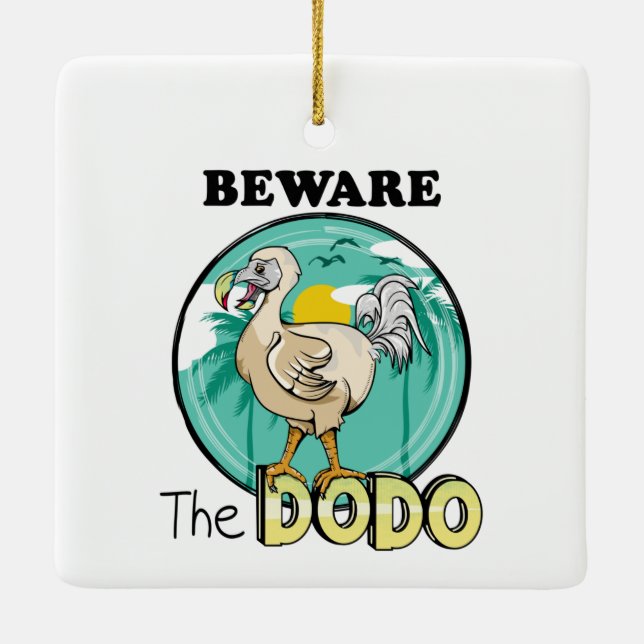 Funny dodo tropical island ceramic ornament (Back)