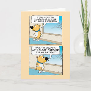 Funny Dog Afraid of Squirrel Birthday Card