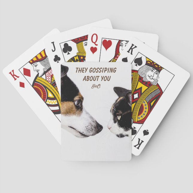 Funny Dog and Cat Conversation  Poker Cards (Back)