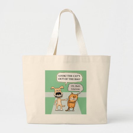 Funny Dog And Cat Large Tote Bag