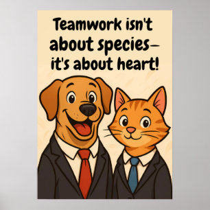 Funny Dog and Cat Wall Art with Inspirational Quot