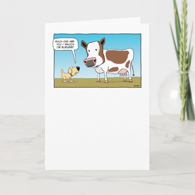 Funny Dog and Cow Birthday Card (Front)