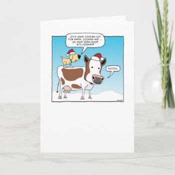 Funny Dog And Cow Christmas Card by chuckink at Zazzle