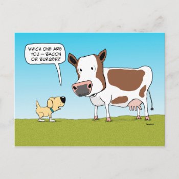 Funny Dog And Cow Postcard by chuckink at Zazzle