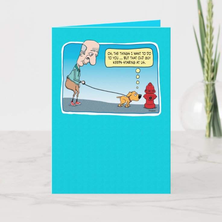 Funny Dog and Fire Hydrant Birthday Card Zazzle