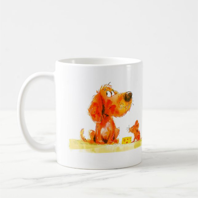 Funny Dog and Mouse Coffee Mug (Left)