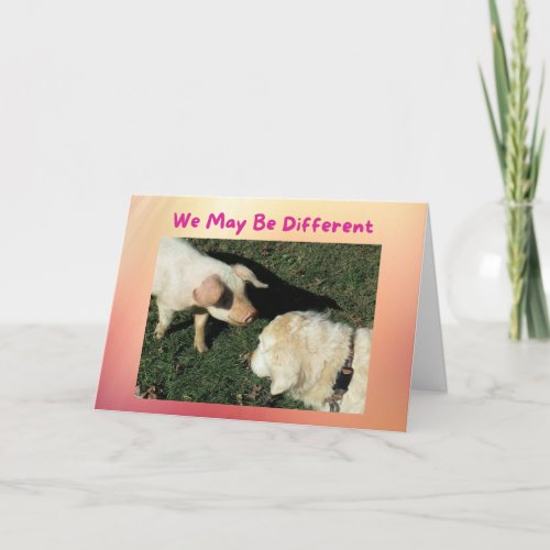 Funny Dog and Pig Friends Always Besties Card