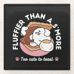 Funny Dog and S’more Design – Kawaii Pet Lover Pun Glass Coaster