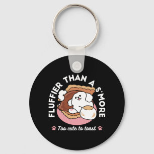 Funny Dog and S’more Design – Kawaii Pet Lover Pun Keychain