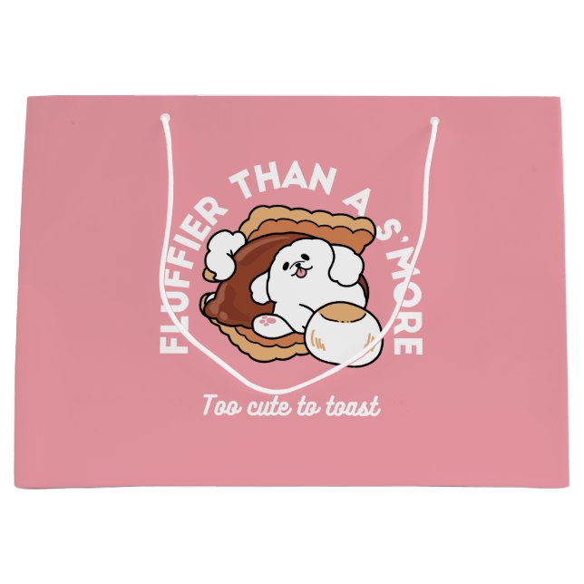 Funny Dog and S’more Design – Kawaii Pet Lover Pun Large Gift Bag (Front)