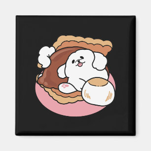 Funny Dog and S’more Design – Kawaii Pet Lover Pun Magnet