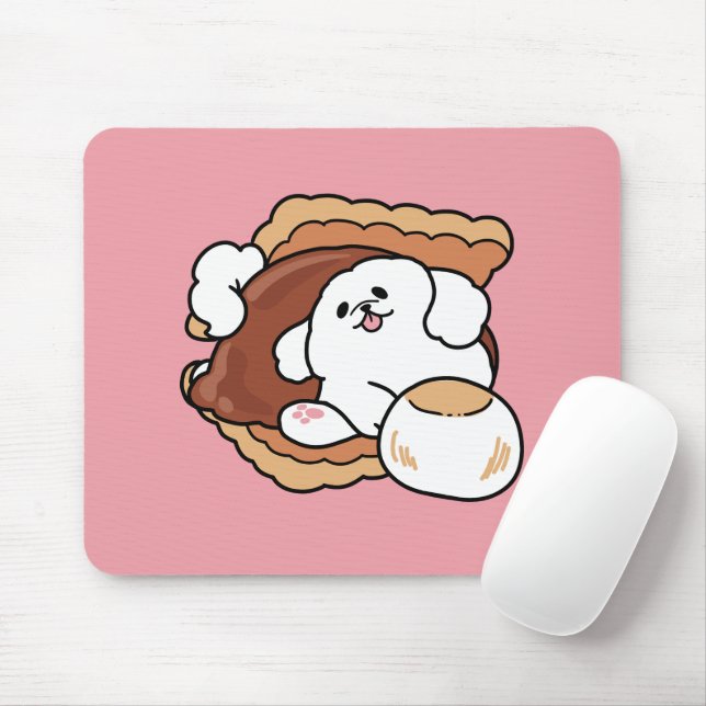 Funny Dog and S’more Design – Kawaii Pet Lover Pun Mouse Pad (With Mouse)