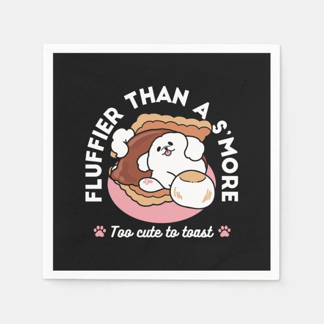 Funny Dog and S’more Design – Kawaii Pet Lover Pun Napkins (Front)
