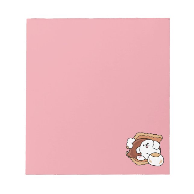 Funny Dog and S’more Design – Kawaii Pet Lover Pun Notepad (Front)