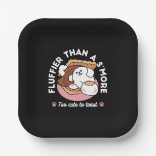 Funny Dog and S’more Design – Kawaii Pet Lover Pun Paper Plates