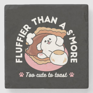 Funny Dog and S’more Design – Kawaii Pet Lover Pun Stone Coaster