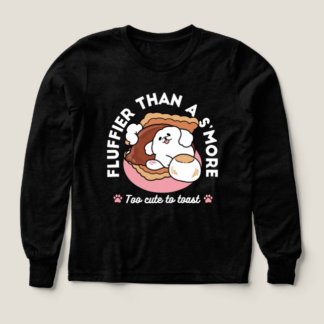 Funny Dog and S’more Design – Kawaii Pet Lover Pun Tri-Blend Shirts (Design Front)