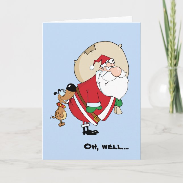 Funny Dog and Santa Christmas Card (Front)