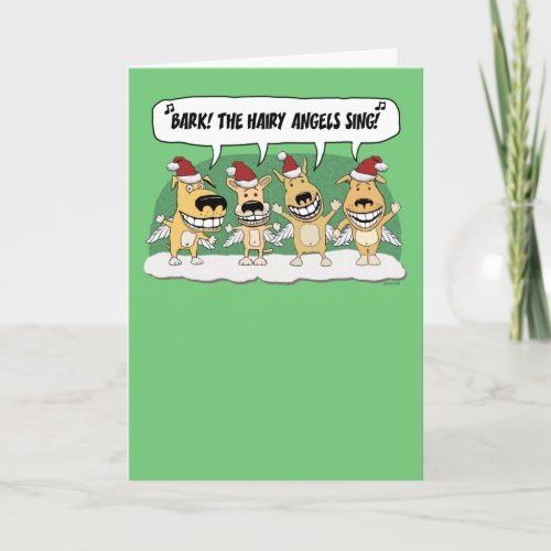 Funny Dog Angels Sing Christmas Holiday Card