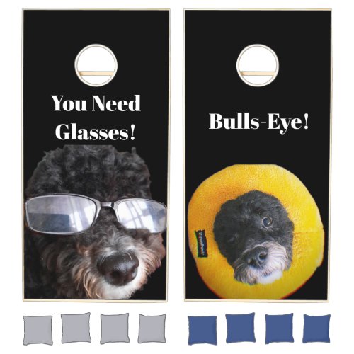 Funny Dog Animal Lover Natural Wood Cornhole Set