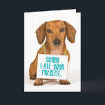 Funny Dog Ate Birthday Present Greeting Card<br><div class="desc">Uh oh! This cute Dachshund Wiener dog ate the recipient's birthday present. Guess they'll have to wait until the gift "goes through proper channels". Good excuse for giving a funny card without a birthday gift!</div>