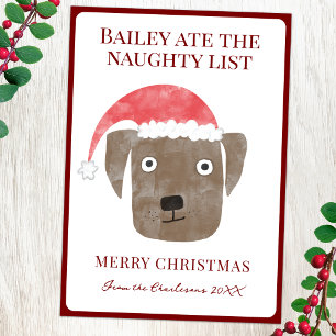 Funny Dog Ate the Naughty List Holiday Card