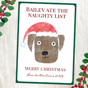 Funny Dog Ate the Naughty List Holiday Card