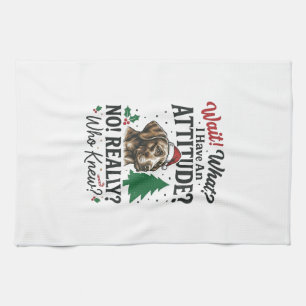 Funny Dog Attitude Christmas Vector Design_1 Kitchen Towel