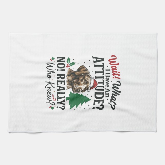Funny Dog Attitude Christmas Vector Design_1 Kitchen Towel (Horizontal)