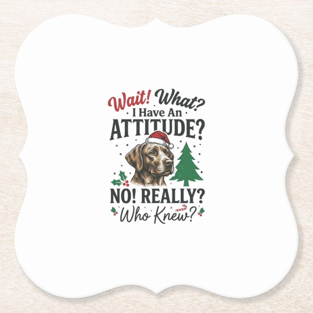 Funny Dog Attitude Christmas Vector Design_1 Paper Coaster (Front)
