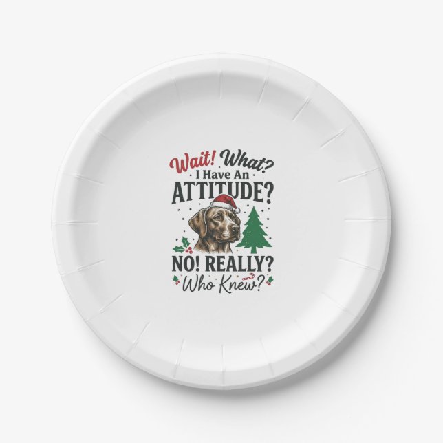 Funny Dog Attitude Christmas Vector Design_1 Paper Plates (Front)