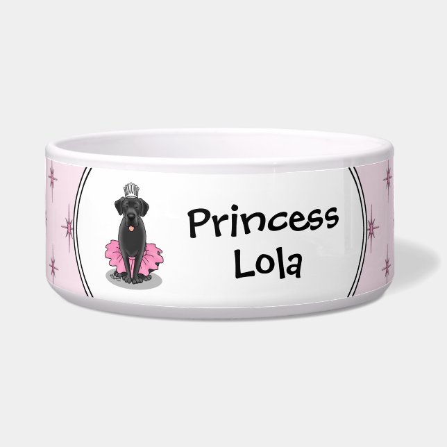 Funny Dog Ballet Princess Black Lab Retriever Bowl (Front)