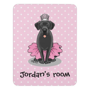 Funny Dog Ballet Princess Black Lab Retriever Door Sign