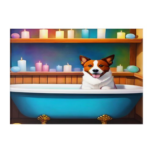 Funny Dog Bath Time Bathroom Wall Art