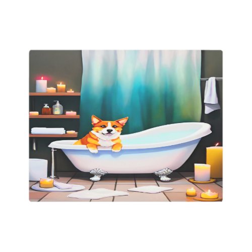 Funny Dog Bath Time II Metal Bathroom Wall Art